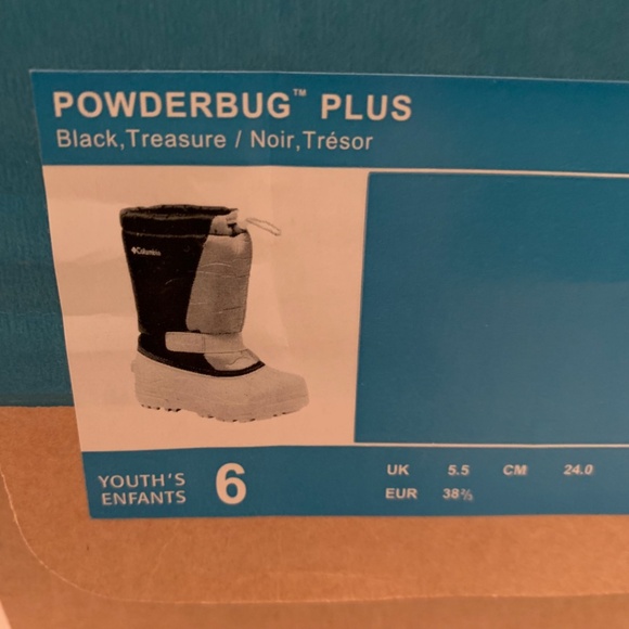 Columbia Powderbug Plus Youth Boots Black / Grey Size 6 - Picture 10 of 12